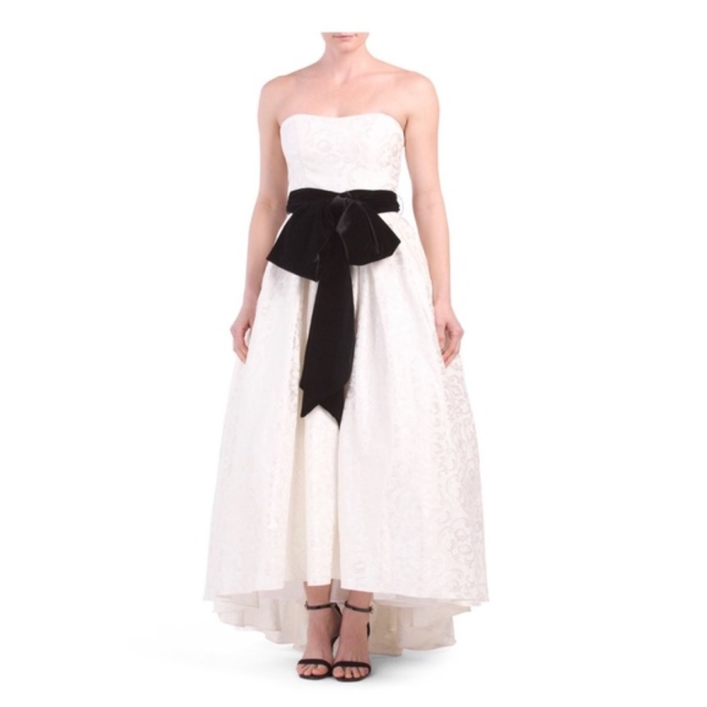 NEW! Betsy & Adam Long Brocade High Low Long Gown